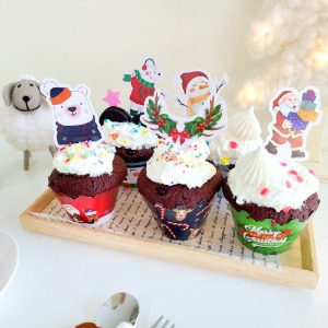 크리스마스 컵케이크 장식 / 머핀 꾸미기